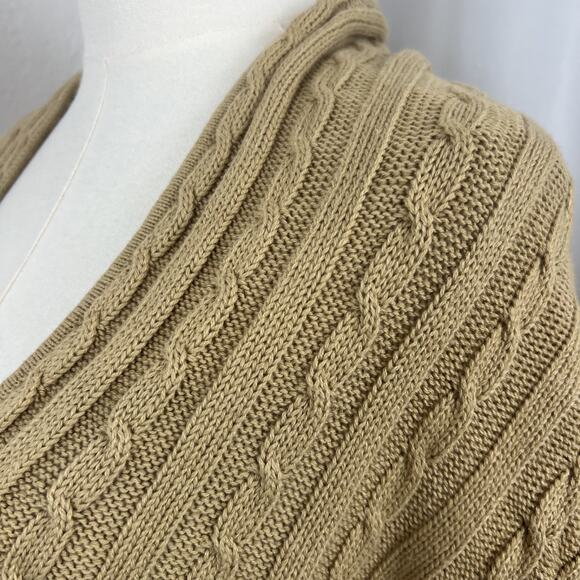 Charter Club Sweater Womens XL Tan Cable Knit Cardigan Old Money Preppy Classic - Picture 3 of 9